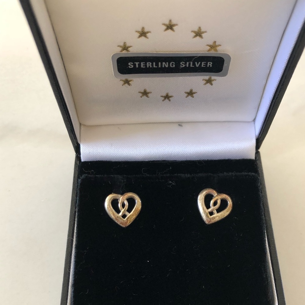 Sterling silver heart earrings for pierced ears